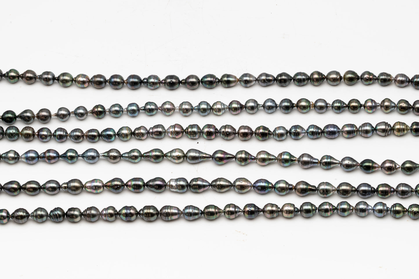 9-10mm Tahitian Pearl in Full Strand, Natural Colors with High Luster, Temporarily Strung Black Pearls for Jewelry Making, SKU # 3138TH