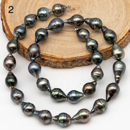 9-10mm Tahitian Pearl in Full Strand, Natural Colors with High Luster, Temporarily Strung Black Pearls for Jewelry Making, SKU # 3138TH
