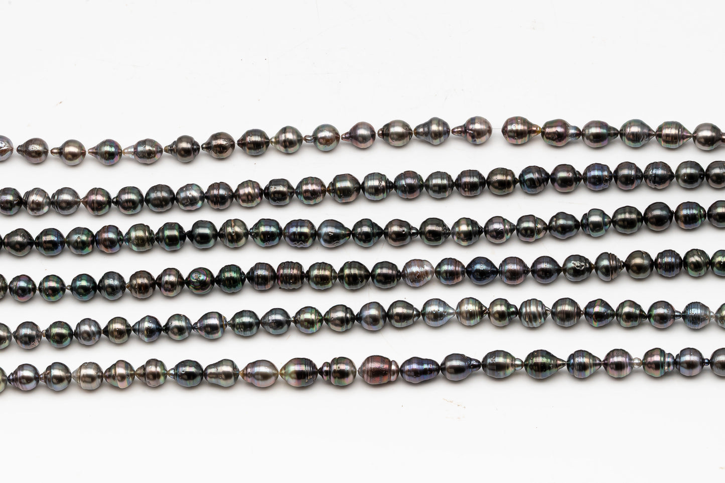 9-10mm Tahitian Pearl in Full Strand, Natural Colors with High Luster, Temporarily Strung Black Pearls for Jewelry Making, SKU # 3139TH