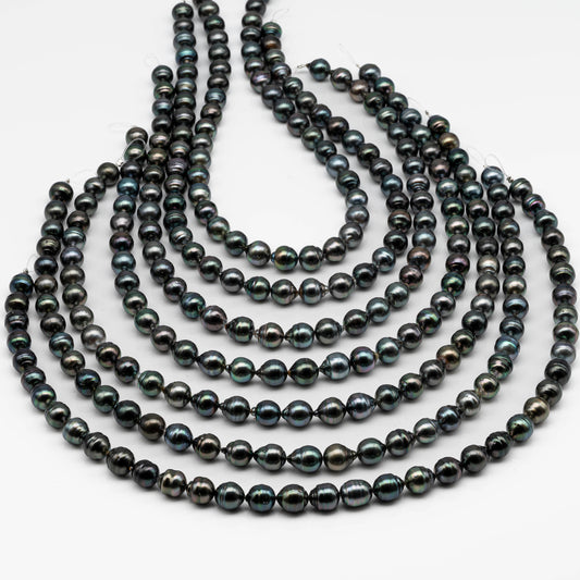 9-10mm Drop Tahitian Pearl in Full Strand with Natural Color and High Luster, For Jewelry Making with  Minor Blemishes, SKU #2391TH