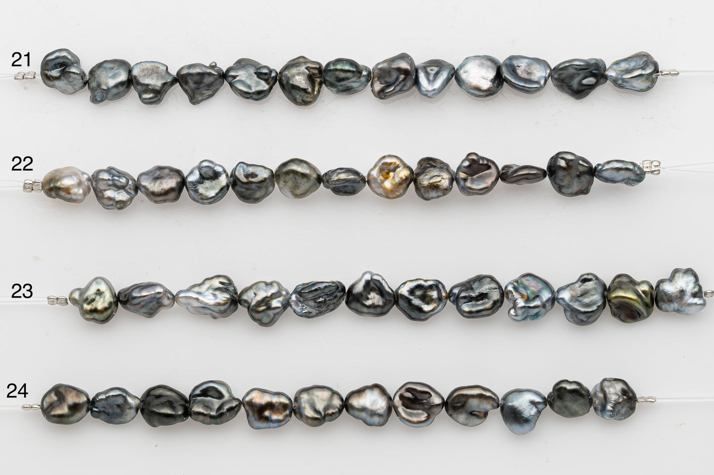 7x10mm Tahitian Keshi Pearl in Short Strand, All Natural Colors with High Luster, for Jewelry Making, SKU # 2970TH