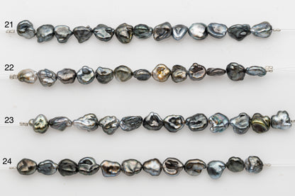 7x10mm Tahitian Keshi Pearl in Short Strand, All Natural Colors with High Luster, for Jewelry Making, SKU # 2970TH