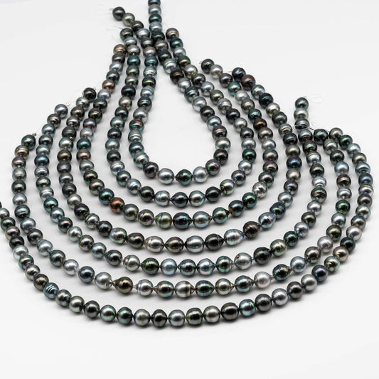 9-10mm Multicolor Drop Tahitian Pearl Bead with High Luster, In Full Strand with Minor Blemishes for Making, SKU # 2397TH