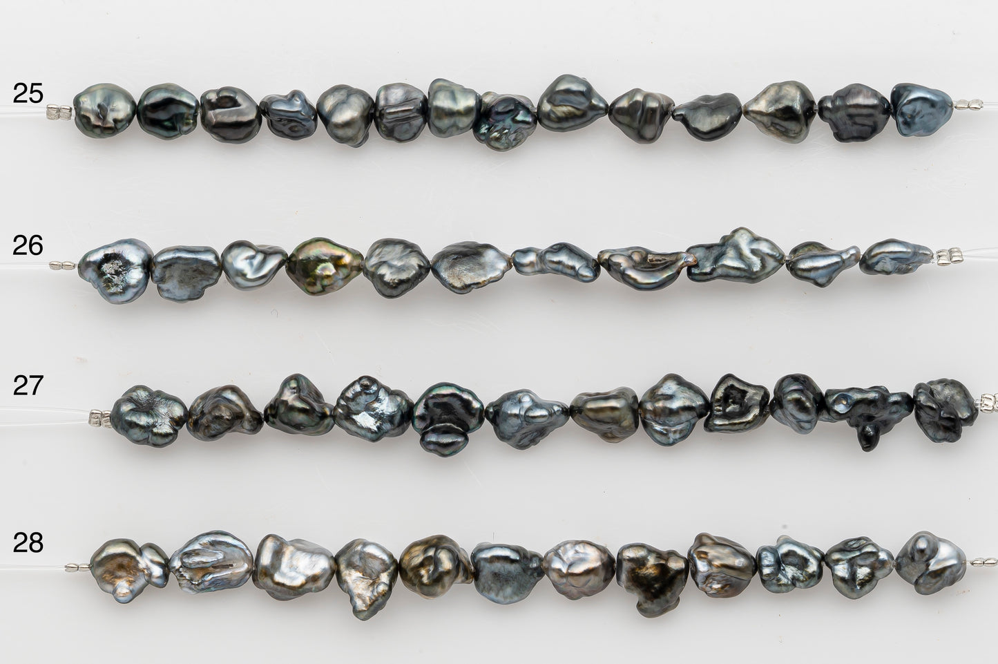 7x10mm Tahitian Keshi Pearl in Short Strand, All Natural Colors with High Luster, for Jewelry Making, SKU # 2970TH