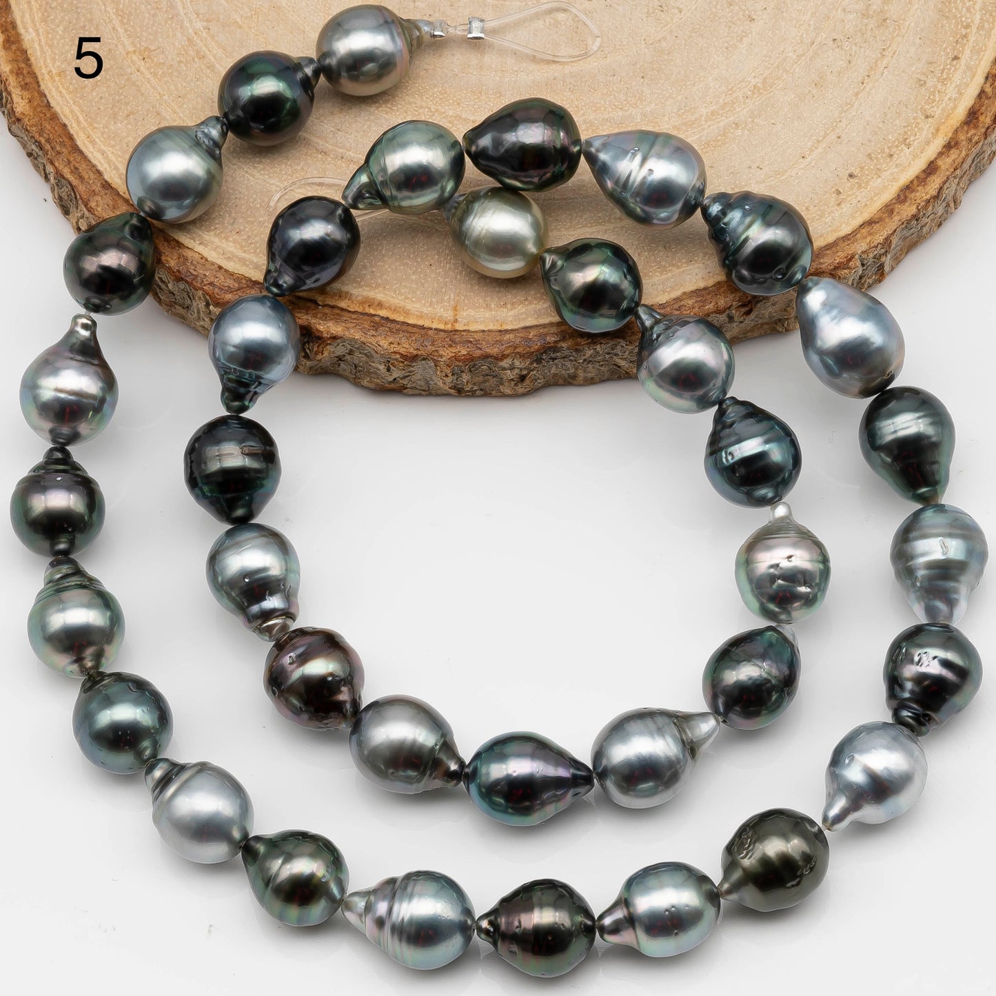 8-9mm Multicolor Drop Tahitian Pearl Bead with High Luster, In Full Strand with Minor Blemishes for Making, SKU # 2382TH