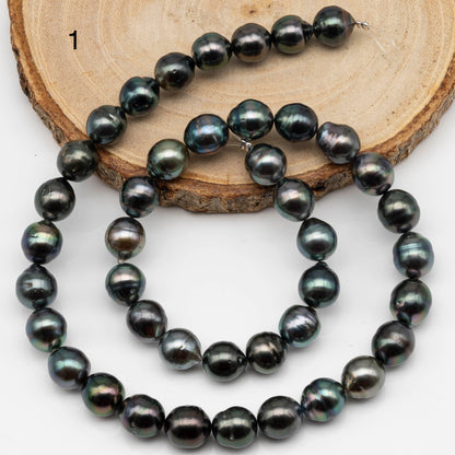 8-9mm Near Round Tahitian Pearl in Full Strand with Natural Color and High Luster, For Jewelry Making with  Minor Blemishes, SKU # 2384TH