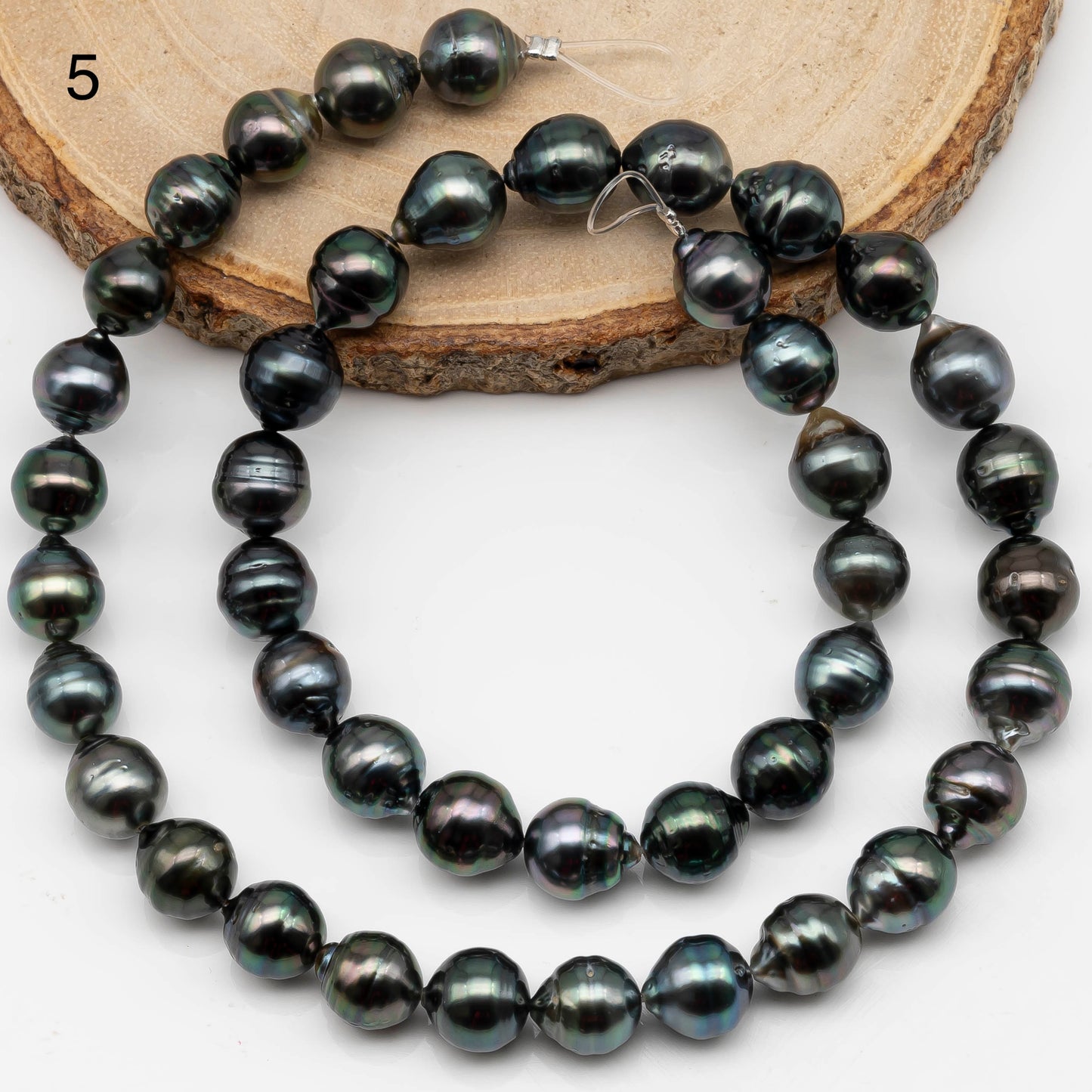 8-9mm Drop Tahitian Pearl in Full Strand with Natural Color and High Luster, For Jewelry Making with  Minor Blemishes, SKU # 2385TH