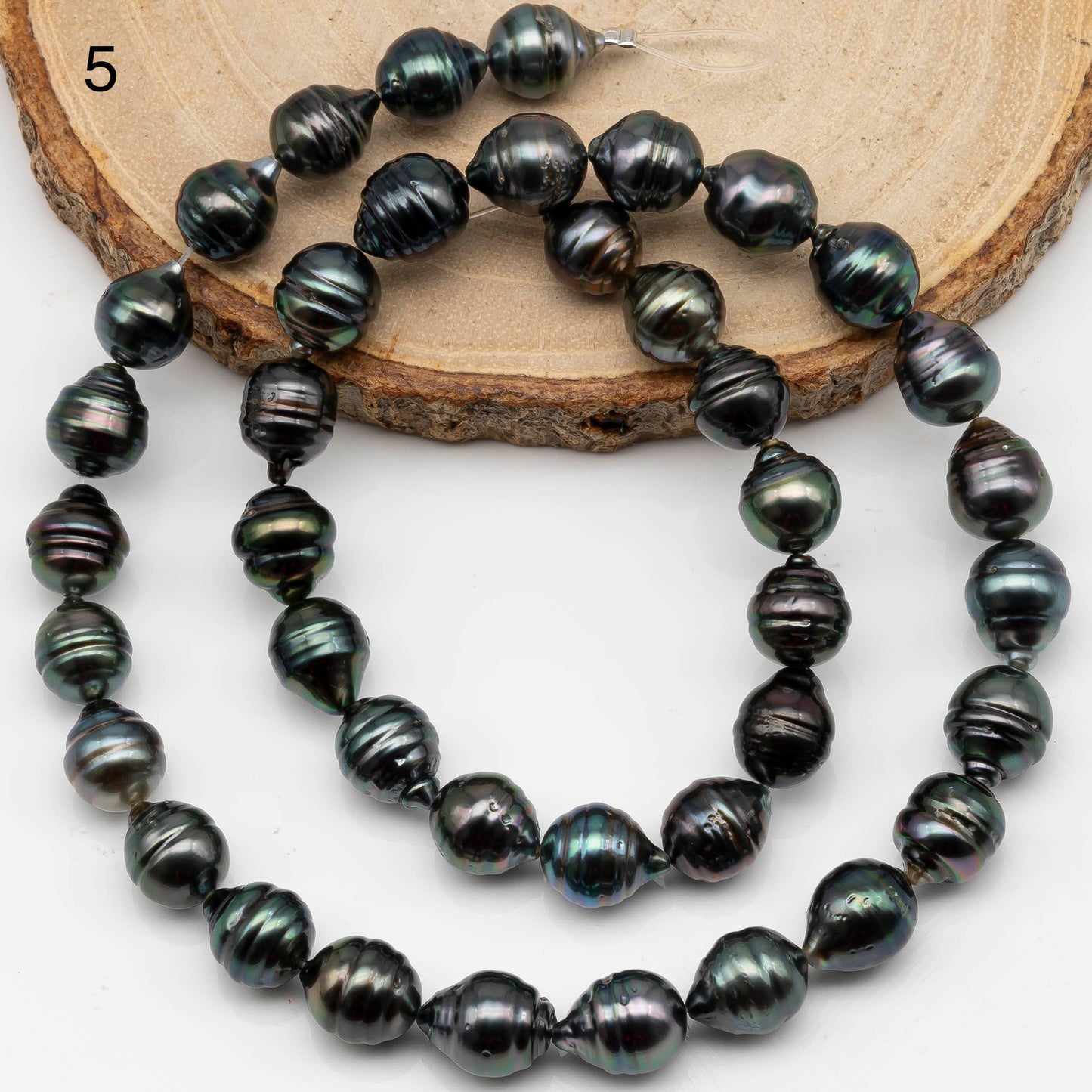 8-9mm Drop Tahitian Pearl in Full Strand with Natural Color and High Luster, For Jewelry Making with  Minor Blemishes, SKU # 2386TH