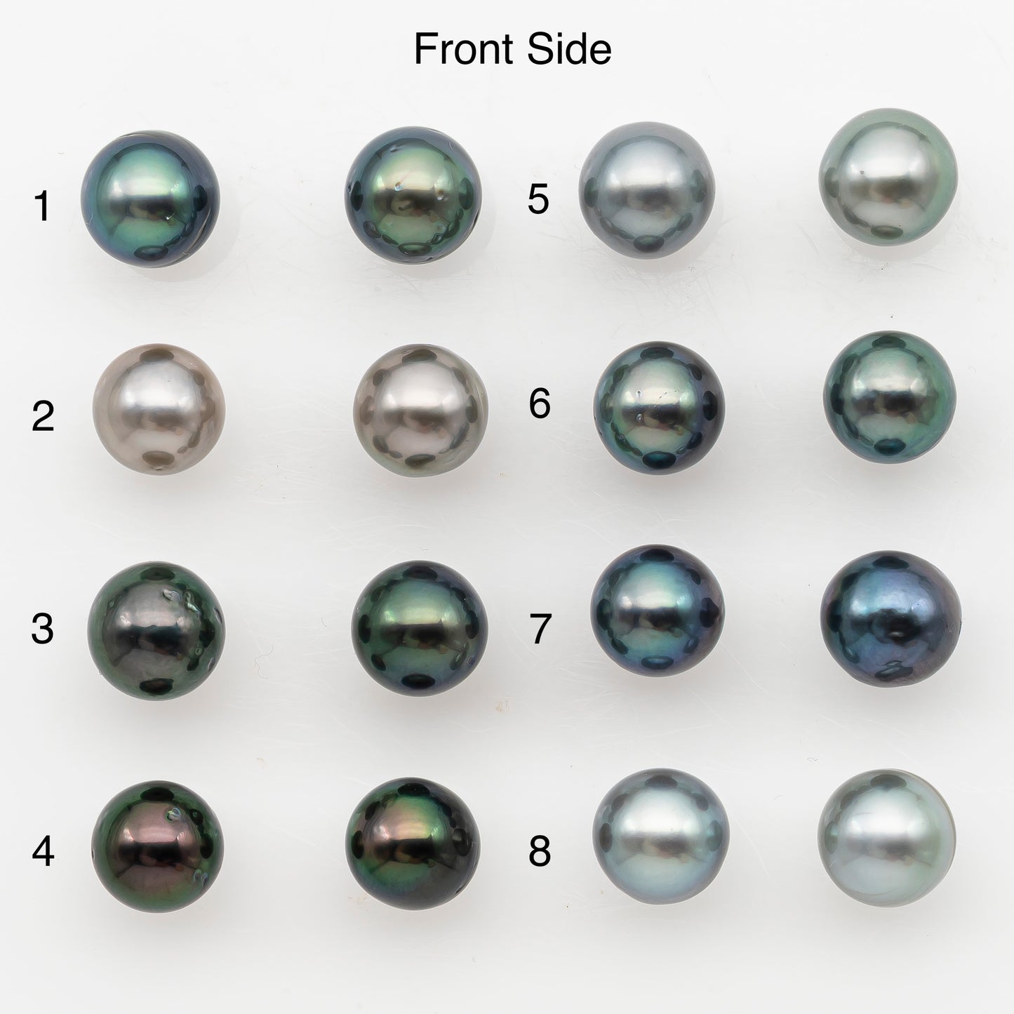 8-9mm Near Round Tahitian Pearl Pairs, Matched Loose Undrilled for Making Earring, Natural Color and High Luster, SKU # 3144TH
