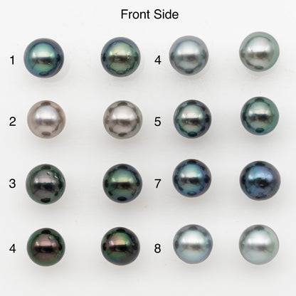 8-9mm Near Round Tahitian Pearl Pairs, Matched Loose Undrilled for Making Earring, Natural Color and High Luster, SKU # 3144TH