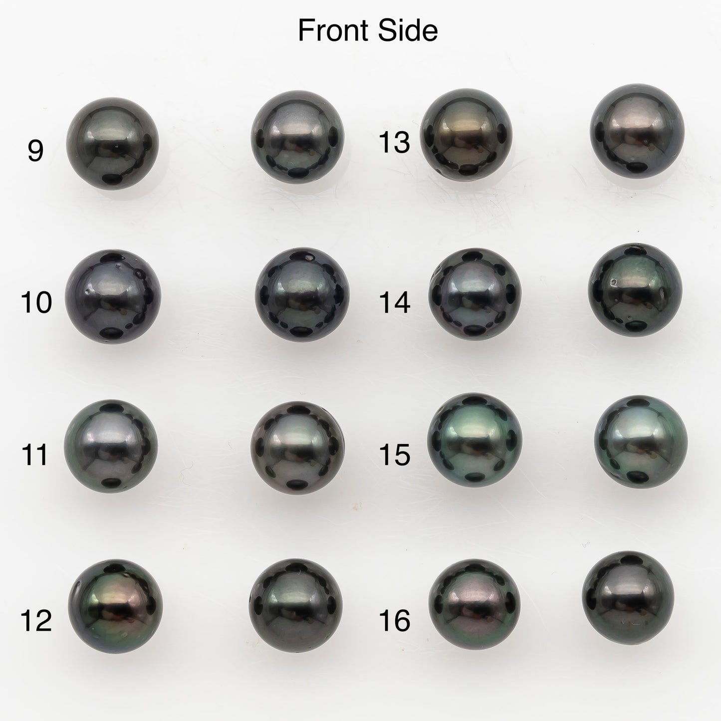 8-9mm Near Round Tahitian Pearl Pairs, Matched Loose Undrilled for Making Earring, Natural Color and High Luster, SKU # 3144TH