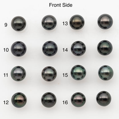 8-9mm Near Round Tahitian Pearl Pairs, Matched Loose Undrilled for Making Earring, Natural Color and High Luster, SKU # 3144TH