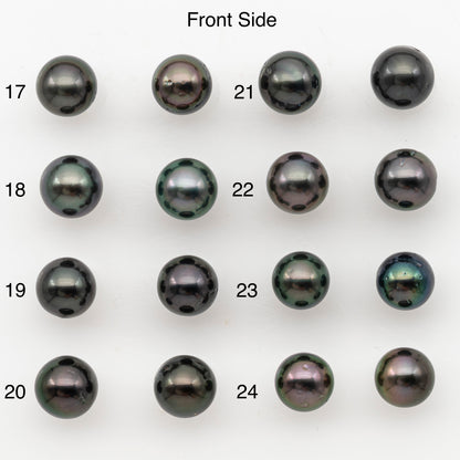 8-9mm Near Round Tahitian Pearl Pairs, Matched Loose Undrilled for Making Earring, Natural Color and High Luster, SKU # 3144TH