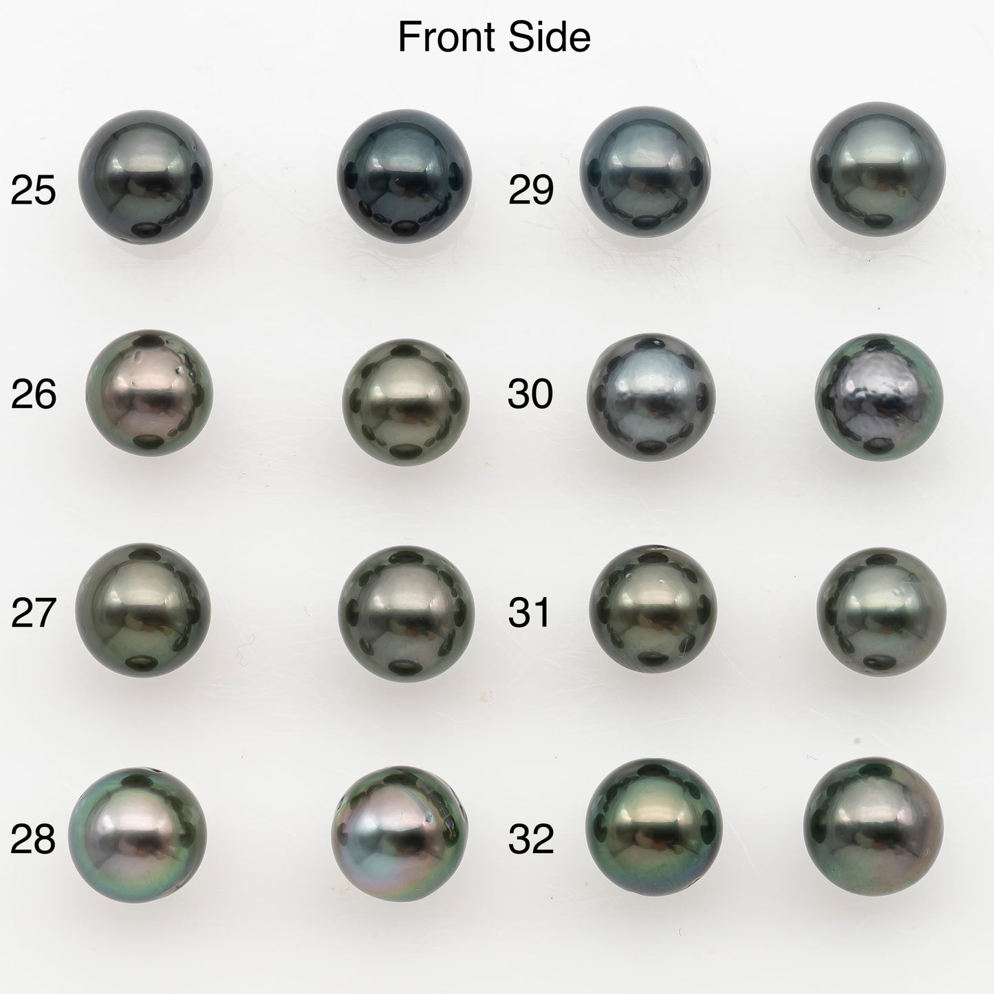 8-9mm Near Round Tahitian Pearl Pairs, Matched Loose Undrilled for Making Earring, Natural Color and High Luster, SKU # 3144TH