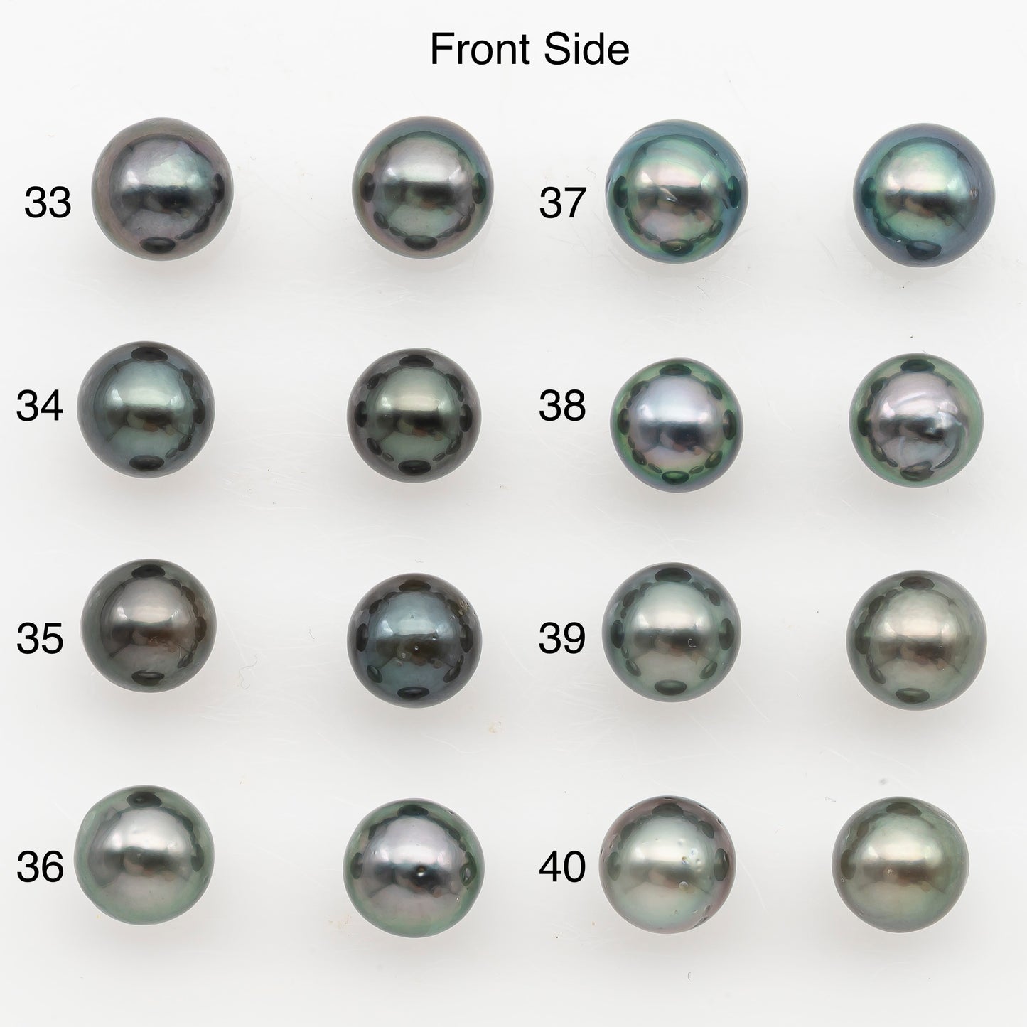 8-9mm Near Round Tahitian Pearl Pairs, Matched Loose Undrilled for Making Earring, Natural Color and High Luster, SKU # 3144TH