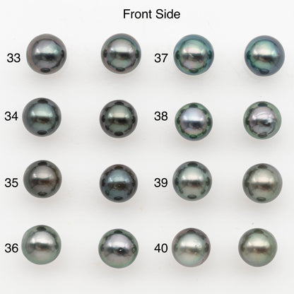 8-9mm Near Round Tahitian Pearl Pairs, Matched Loose Undrilled for Making Earring, Natural Color and High Luster, SKU # 3144TH