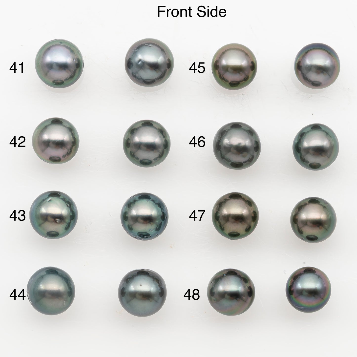 8-9mm Near Round Tahitian Pearl Pairs, Matched Loose Undrilled for Making Earring, Natural Color and High Luster, SKU # 3144TH