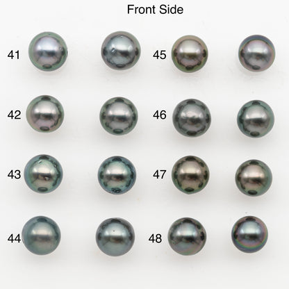 8-9mm Near Round Tahitian Pearl Pairs, Matched Loose Undrilled for Making Earring, Natural Color and High Luster, SKU # 3144TH