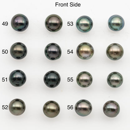 8-9mm Near Round Tahitian Pearl Pairs, Matched Loose Undrilled for Making Earring, Natural Color and High Luster, SKU # 3144TH