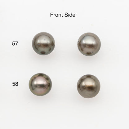 8-9mm Near Round Tahitian Pearl Pairs, Matched Loose Undrilled for Making Earring, Natural Color and High Luster, SKU # 3144TH