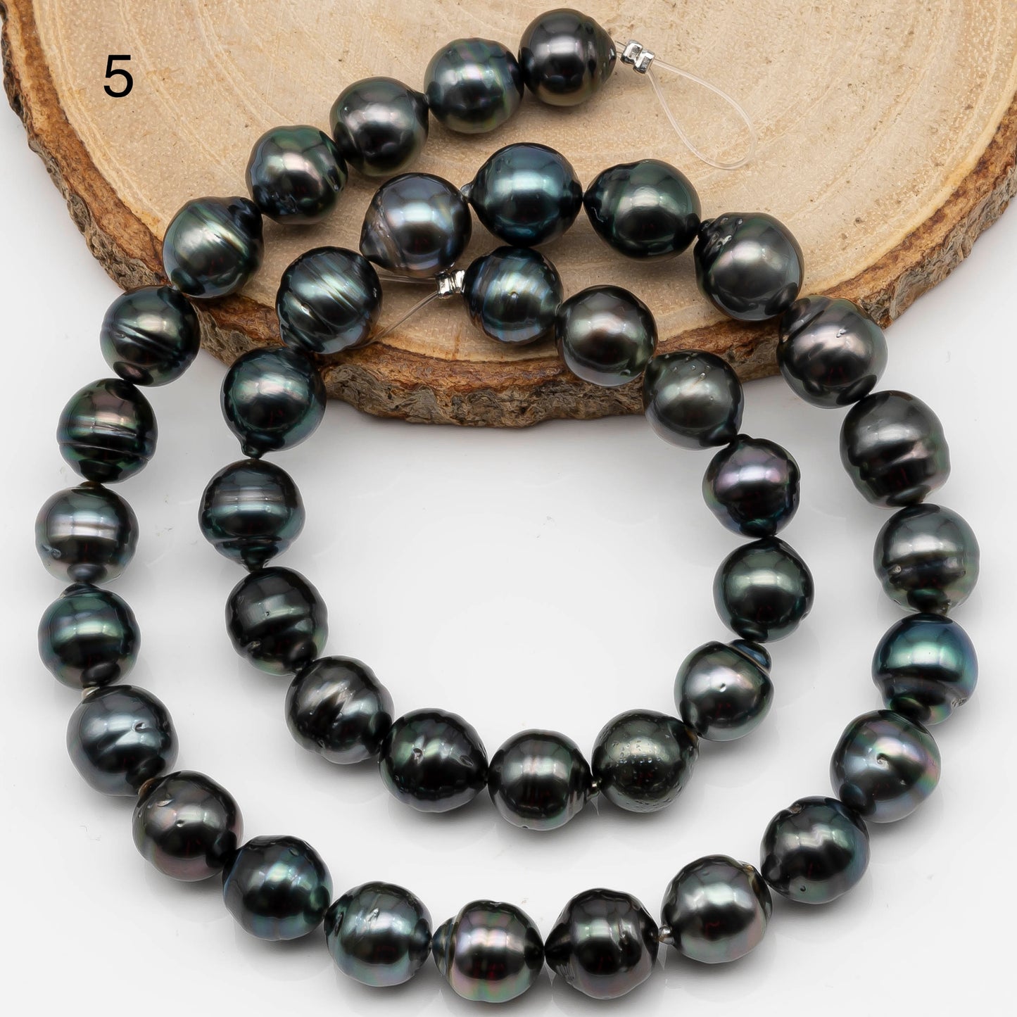 9-10mm Drop Tahitian Pearl in Full Strand with Natural Color and High Luster, For Jewelry Making with  Minor Blemishes, SKU # 2389TH