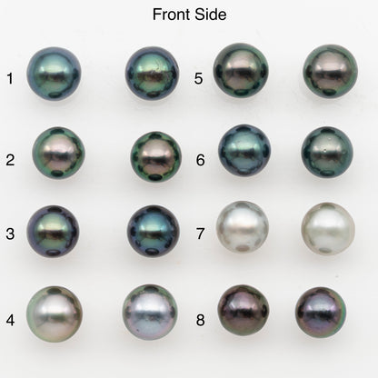 9-10mm Near Round Tahitian Pearl Pairs, Matched Loose Undrilled for Making Earring, Natural Color and High Luster, SKU # 3145TH