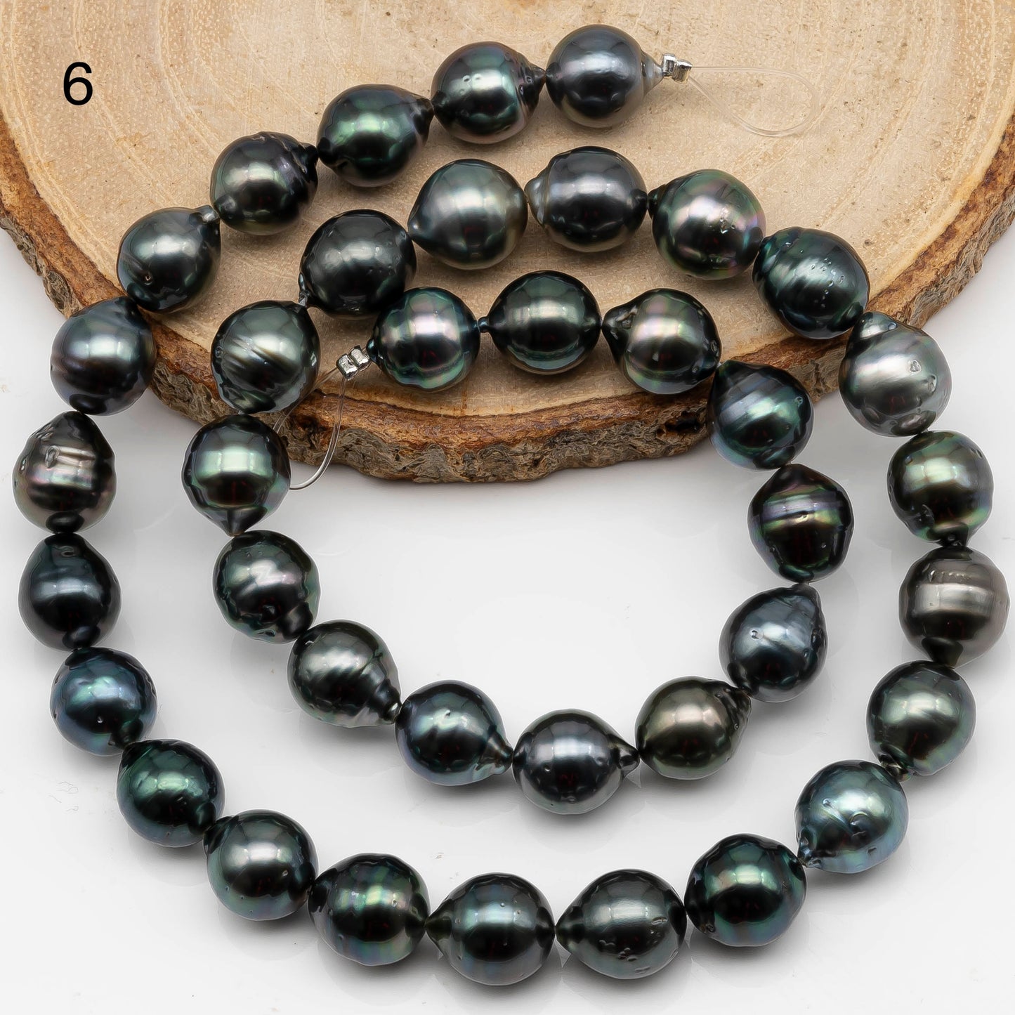 9-10mm Drop Tahitian Pearl in Full Strand with Natural Color and High Luster, For Jewelry Making with  Minor Blemishes, SKU # 2389TH