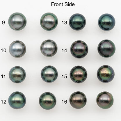 9-10mm Near Round Tahitian Pearl Pairs, Matched Loose Undrilled for Making Earring, Natural Color and High Luster, SKU # 3145TH