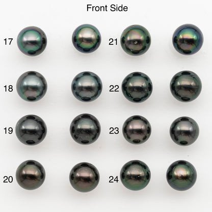 9-10mm Near Round Tahitian Pearl Pairs, Matched Loose Undrilled for Making Earring, Natural Color and High Luster, SKU # 3145TH