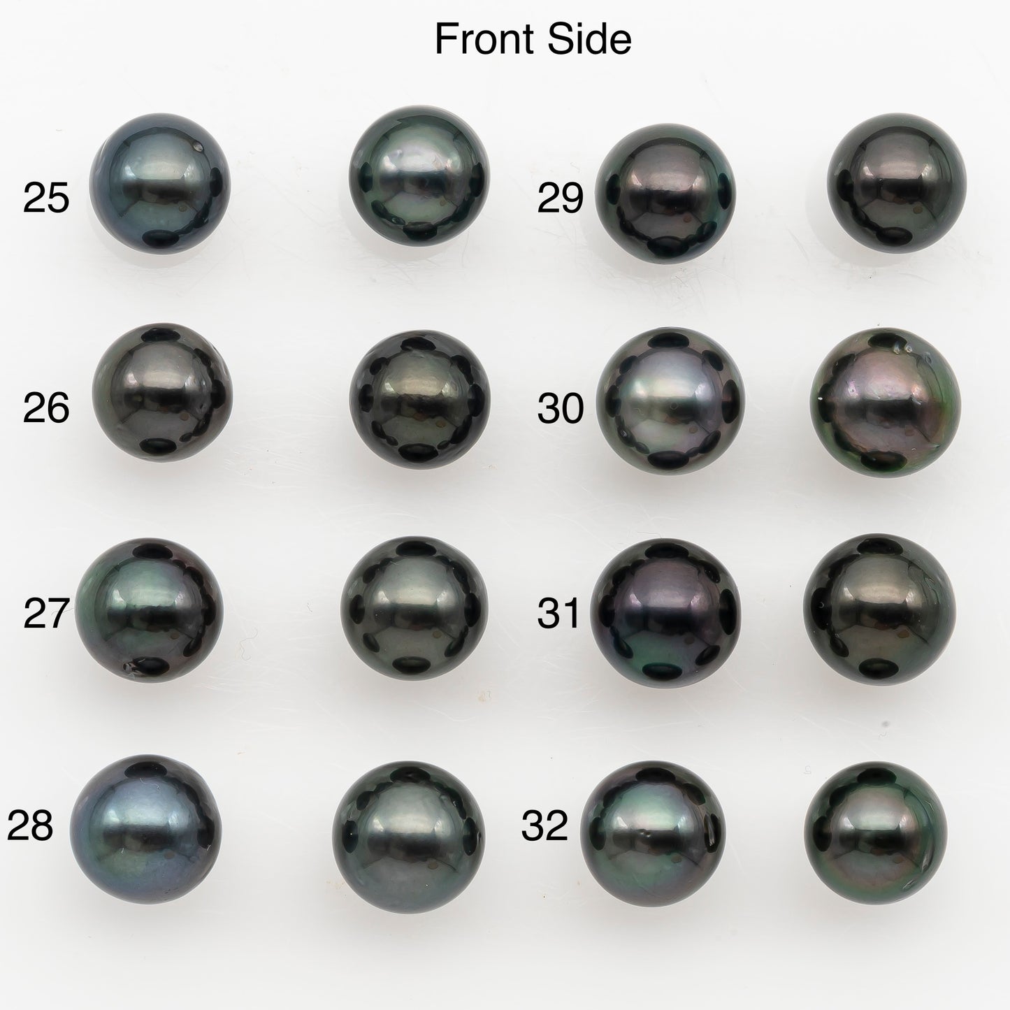 9-10mm Near Round Tahitian Pearl Pairs, Matched Loose Undrilled for Making Earring, Natural Color and High Luster, SKU # 3145TH
