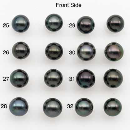 9-10mm Near Round Tahitian Pearl Pairs, Matched Loose Undrilled for Making Earring, Natural Color and High Luster, SKU # 3145TH