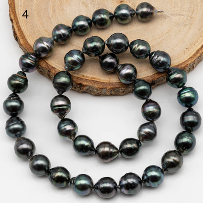 9-10mm Drop Tahitian Pearl in Full Strand with Natural Color and High Luster, For Jewelry Making with  Minor Blemishes, SKU # 2390TH