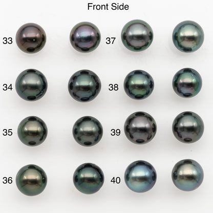 9-10mm Near Round Tahitian Pearl Pairs, Matched Loose Undrilled for Making Earring, Natural Color and High Luster, SKU # 3145TH