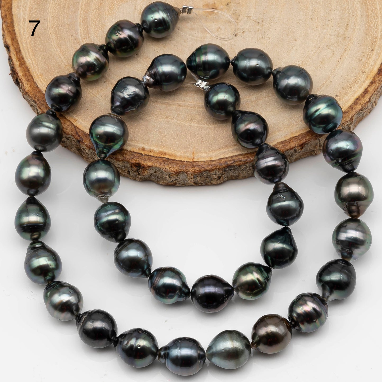 9-10mm Drop Tahitian Pearl in Full Strand with Natural Color and High Luster, For Jewelry Making with  Minor Blemishes, SKU # 2390TH