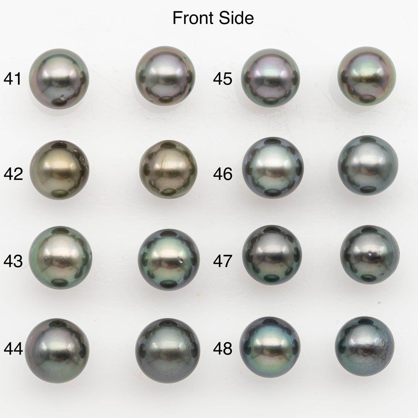 9-10mm Near Round Tahitian Pearl Pairs, Matched Loose Undrilled for Making Earring, Natural Color and High Luster, SKU # 3145TH