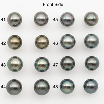 9-10mm Near Round Tahitian Pearl Pairs, Matched Loose Undrilled for Making Earring, Natural Color and High Luster, SKU # 3145TH