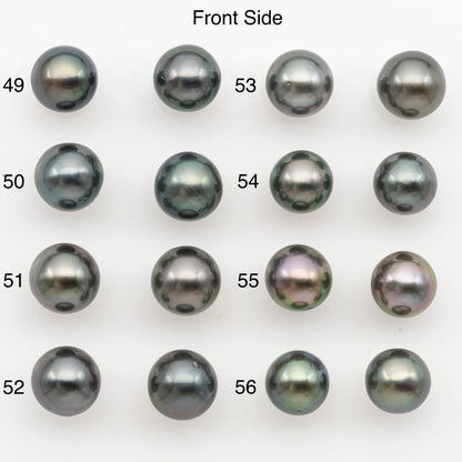 9-10mm Near Round Tahitian Pearl Pairs, Matched Loose Undrilled for Making Earring, Natural Color and High Luster, SKU # 3145TH