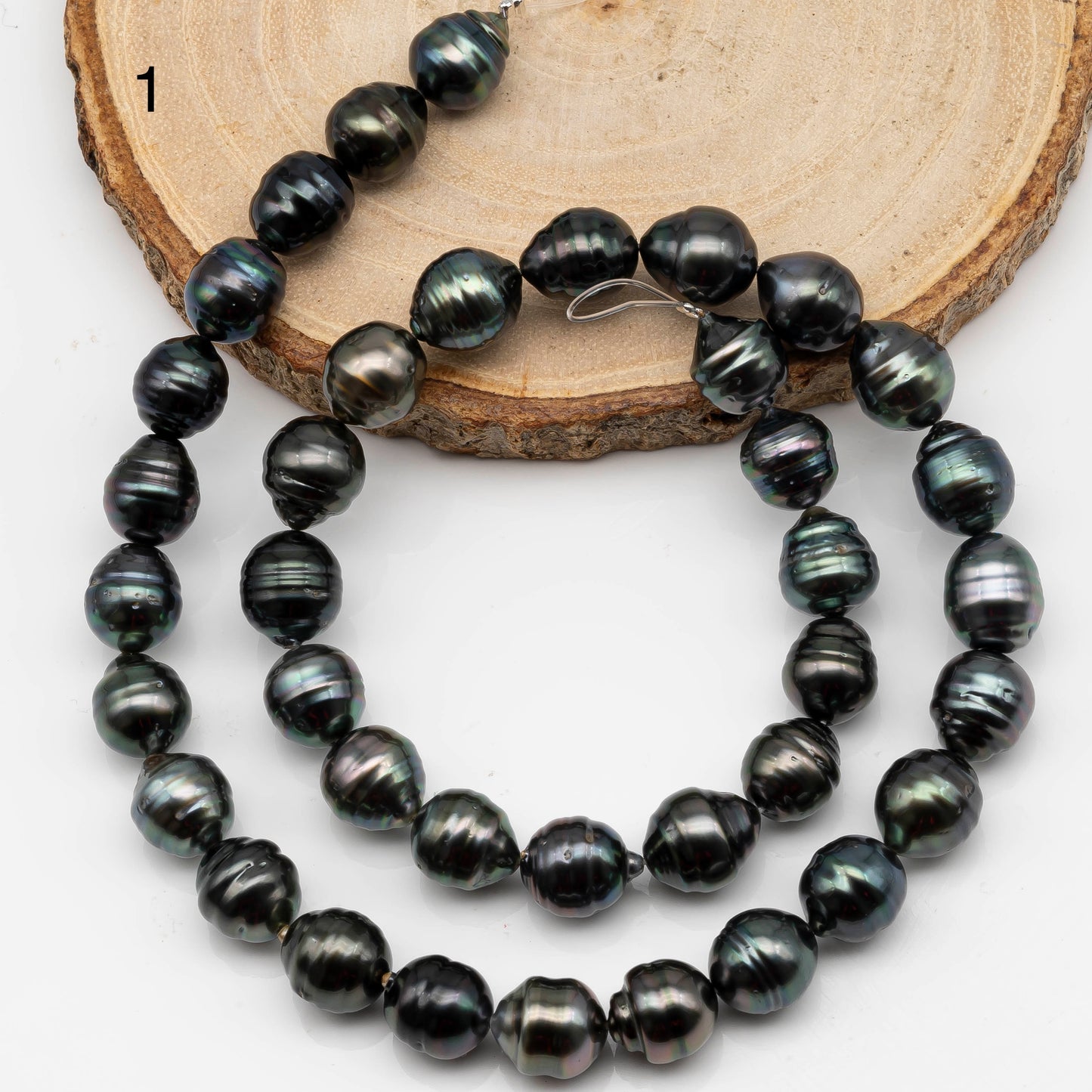 9-10mm Drop Tahitian Pearl in Full Strand with Natural Color and High Luster, For Jewelry Making with  Minor Blemishes, SKU #2391TH