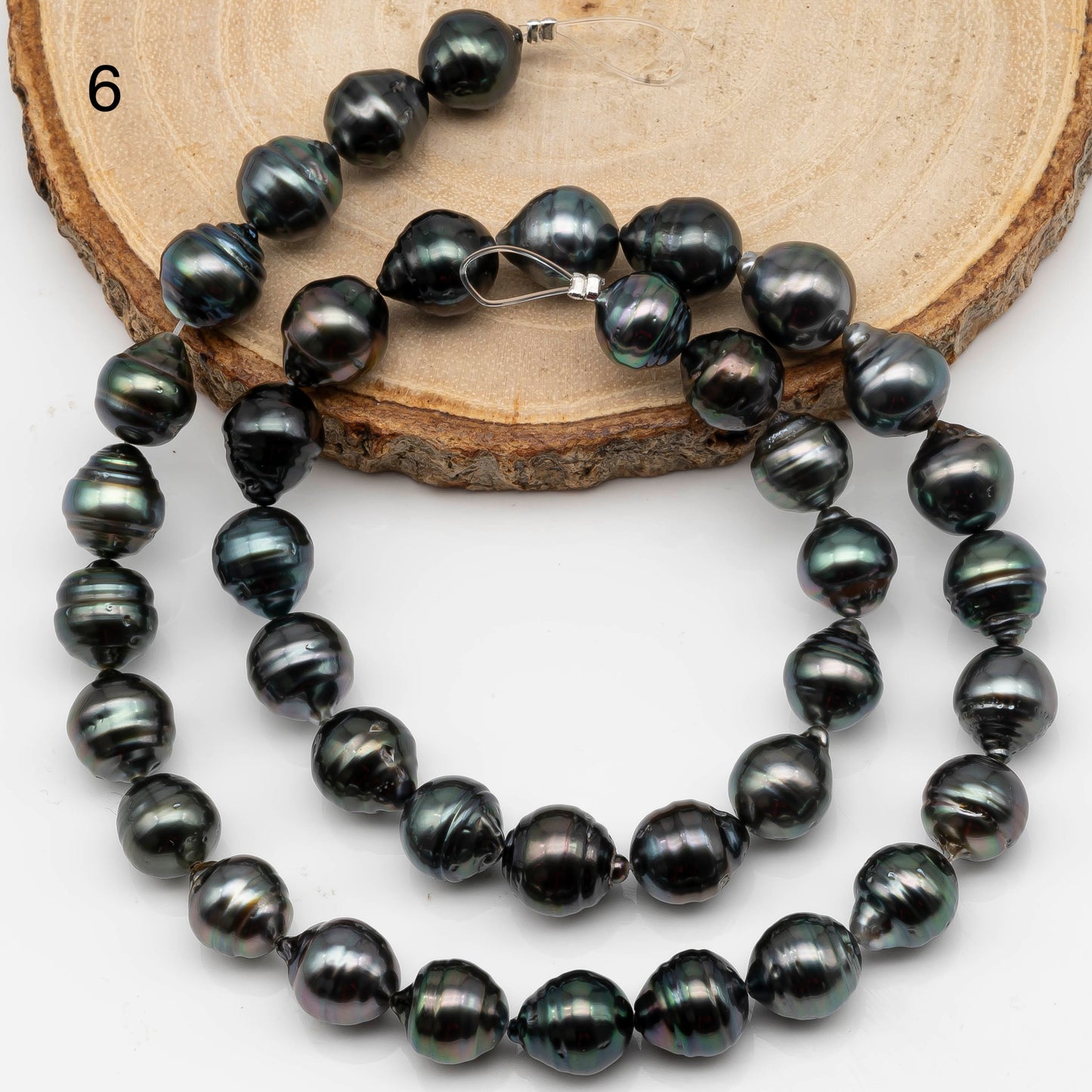 9-10mm Drop Tahitian Pearl in Full Strand with Natural Color and High Luster, For Jewelry Making with  Minor Blemishes, SKU #2391TH