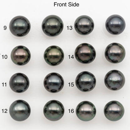 10-11mm Near Round Tahitian Pearl Pairs, Matched Loose Undrilled for Making Earring, Natural Color and High Luster, SKU # 3146TH
