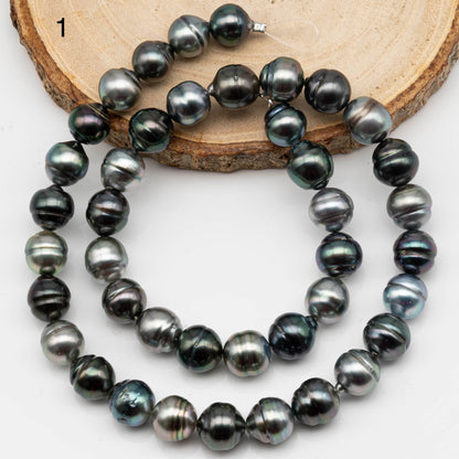 9-10mm Drop Tahitian Pearl in Full Strand with Natural Color and High Luster, For Jewelry Making with  Minor Blemishes, SKU # 2392TH