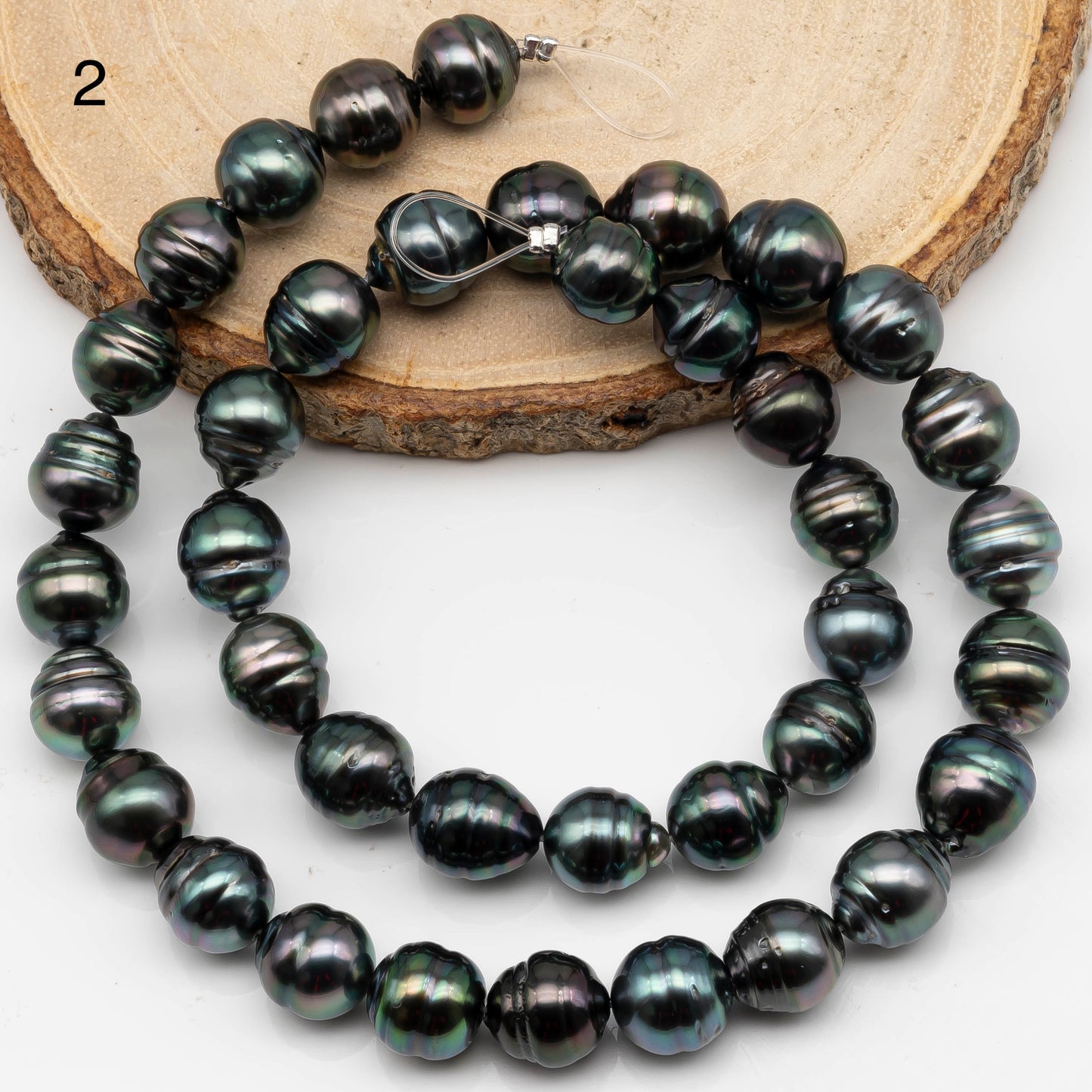 9-10mm Drop Tahitian Pearl in Full Strand with Natural Color and High Luster, For Jewelry Making with  Minor Blemishes, SKU # 2392TH