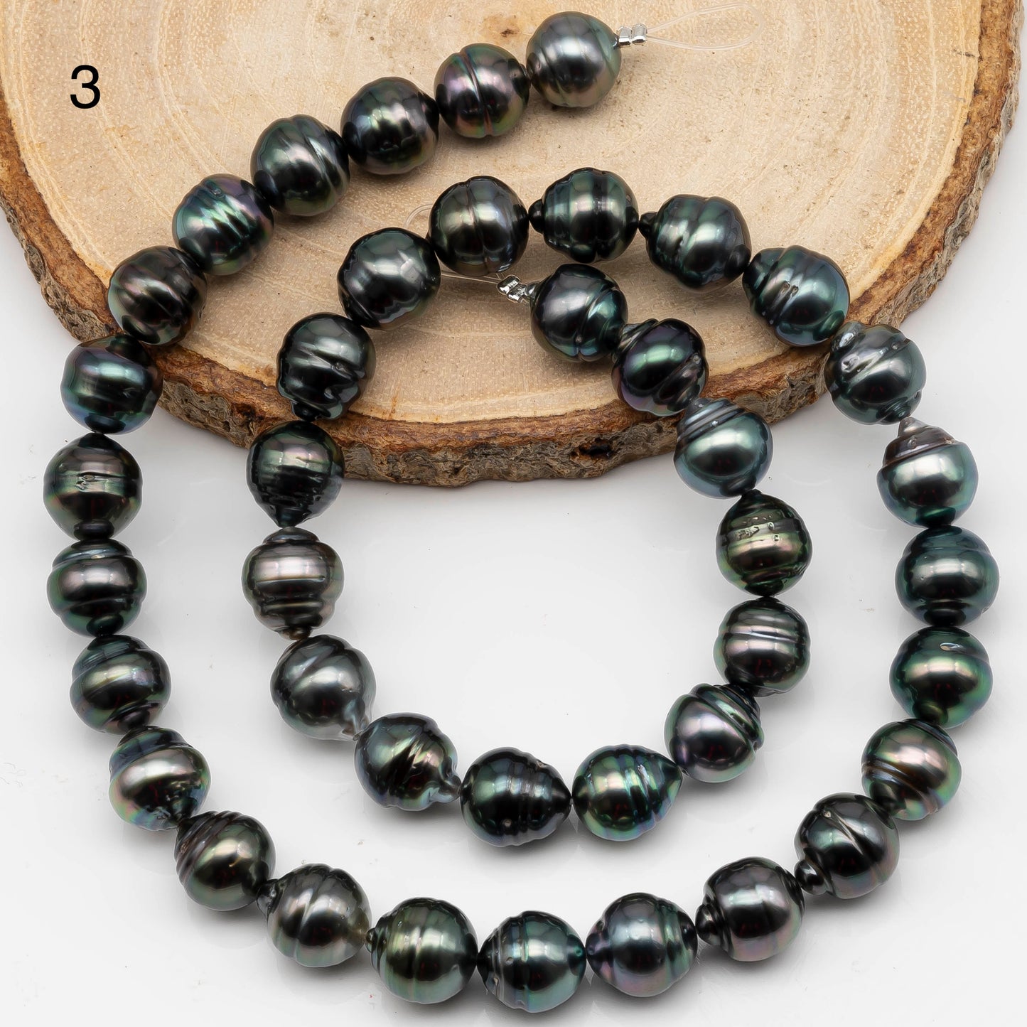 9-10mm Drop Tahitian Pearl in Full Strand with Natural Color and High Luster, For Jewelry Making with  Minor Blemishes, SKU # 2392TH