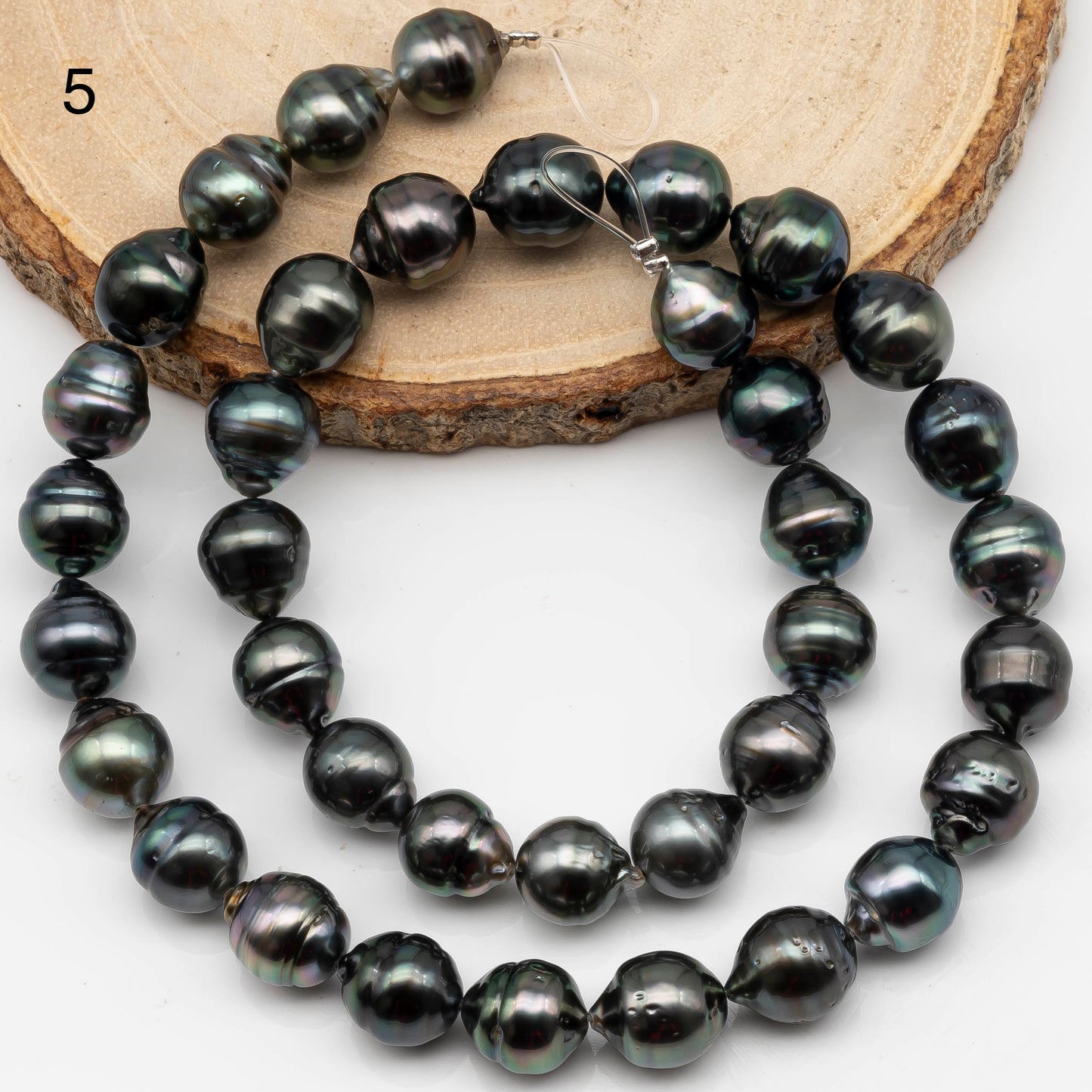 9-10mm Drop Tahitian Pearl in Full Strand with Natural Color and High Luster, For Jewelry Making with  Minor Blemishes, SKU # 2392TH