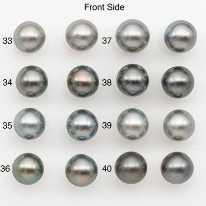 10-11mm Near Round Tahitian Pearl Pairs, Matched Loose Undrilled for Making Earring, Natural Color and High Luster, SKU # 3146TH