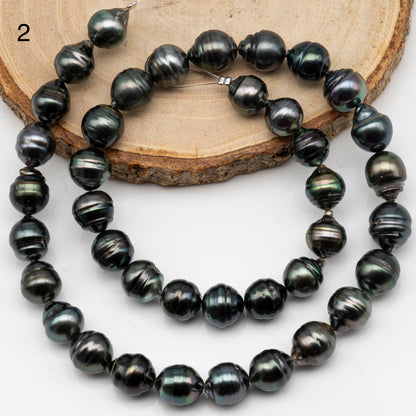 9-10mm Drop Tahitian Pearl in Full Strand with Natural Color and High Luster, For Jewelry Making with  Minor Blemishes, SKU # 2393TH