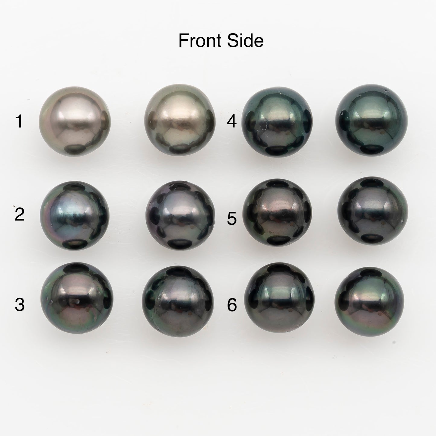 11-12mm Near Round Tahitian Pearl Pairs, Matched Loose Undrilled for Making Earring, Natural Color and High Luster, SKU # 3147TH