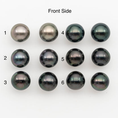 11-12mm Near Round Tahitian Pearl Pairs, Matched Loose Undrilled for Making Earring, Natural Color and High Luster, SKU # 3147TH