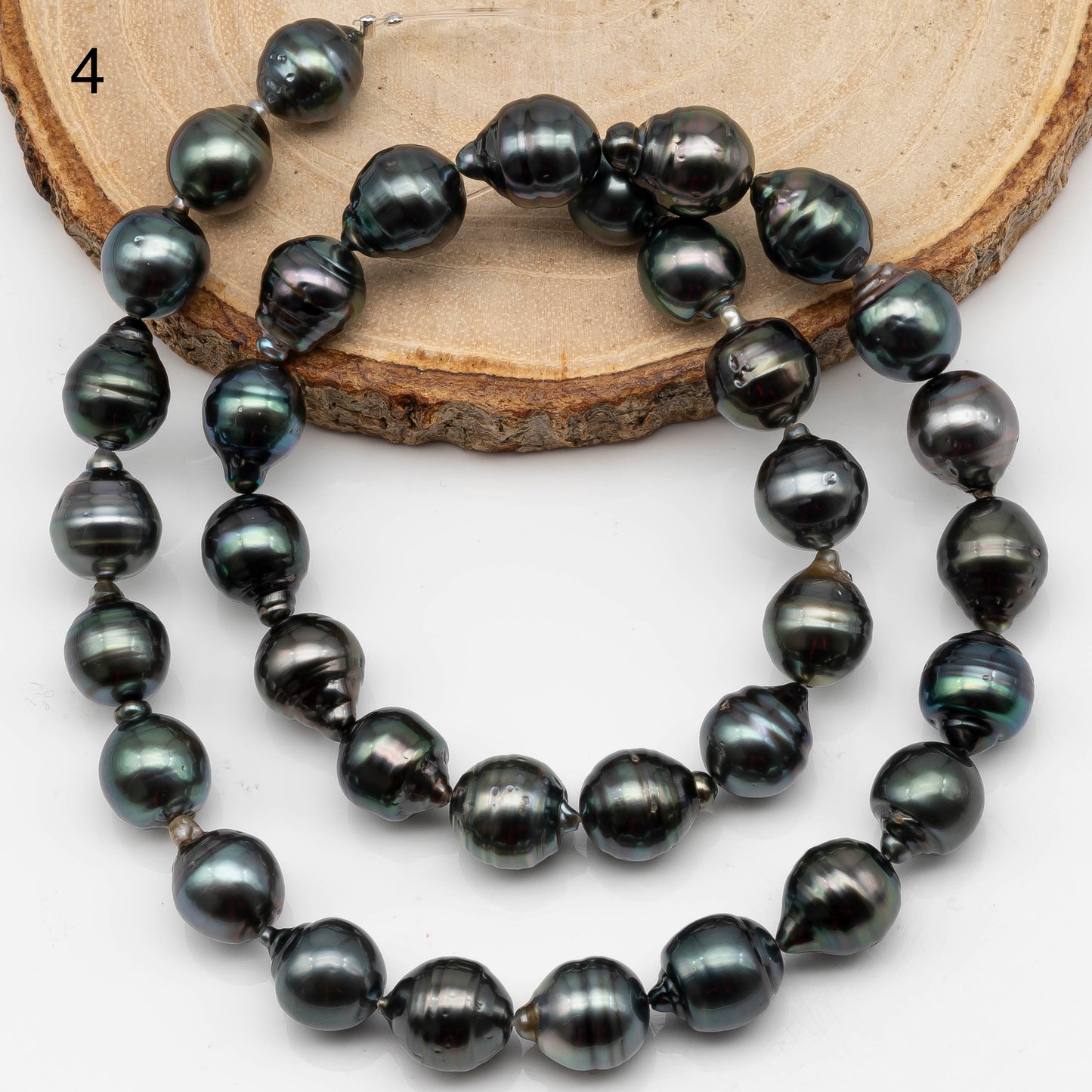 9-10mm Drop Tahitian Pearl in Full Strand with Natural Color and High Luster, For Jewelry Making with  Minor Blemishes, SKU # 2393TH