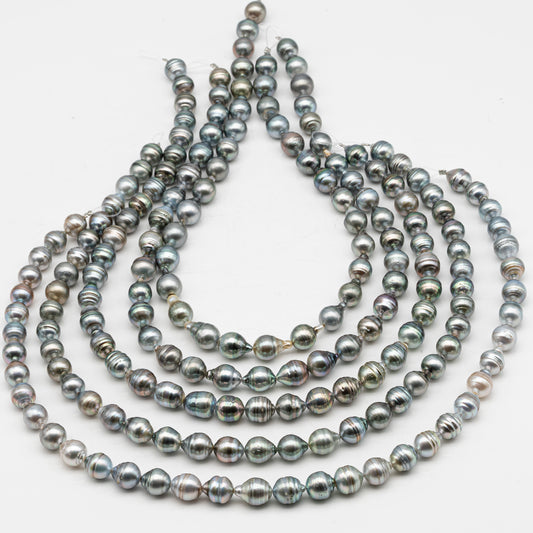 9-10mm Tahitian Pearl in Full Strand, Natural Colors with High Luster, for Jewelry Making, SKU # 2971TH